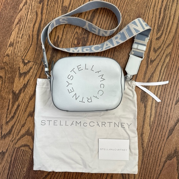 Stella McCartney Logo Camera Crossbody Bag Ice Blue Retail $830